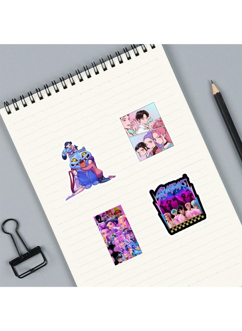 يوجي 110pcs Kpop شيطان فيلم الصيادين ملصقات, رومي ميرا زوي ساجا الأولاد جينو, كرتون حيوي, الفينيل, متعددة الأغراض, داخلي, ورقة غير منتظمة, مقاومة للماء PVC, قابلة لإعادة الاستخدام, هدية كبيرة للمراهقين - Image 3